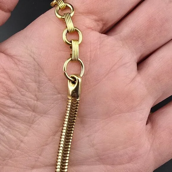 Kenneth J. Lane Gold Tone Adjustable 20" Snake Chain Necklace Vintage - Picture 3 of 10
